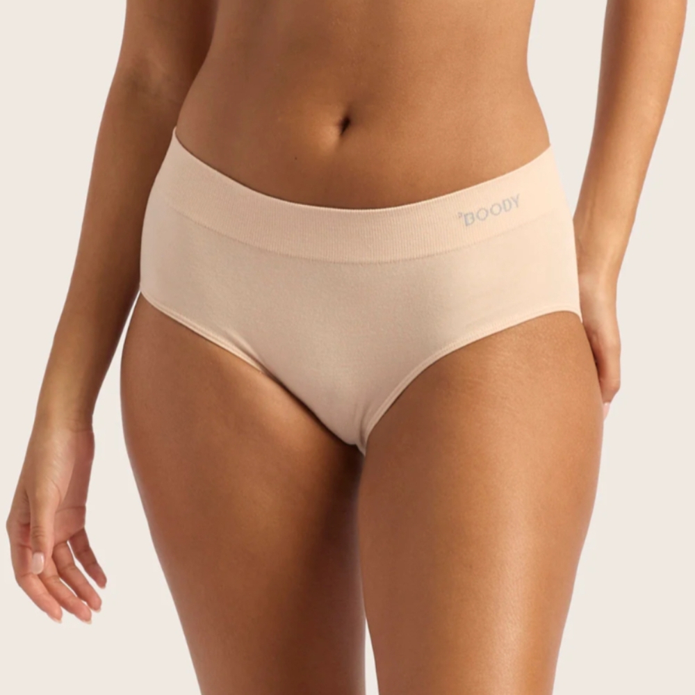 BOODY Bamboo Midi Brief 4pack: 3 Black Medium, 1 NUDE Medium (4 total) - Picture 4 of 6